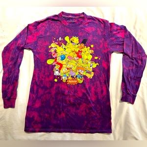 Nickelodeon Tie-Dye Rugrats Ren & Stimpy Long Sleeve T-Shirt Adult Size S EUC
